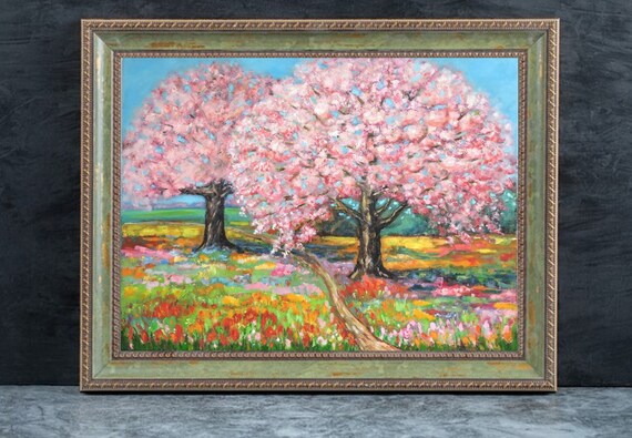 Tree In Spring Painting Paintings Of Flowering Trees Watercolor Spring Landscape. Flowering