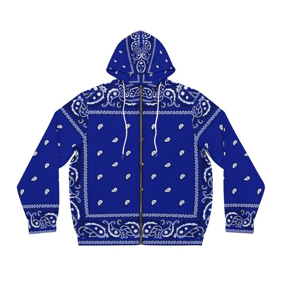 Men's Full-zip Hoodie Blue Bandana 