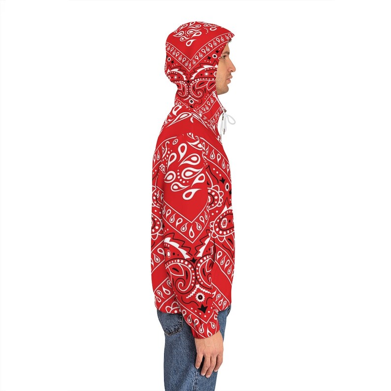 Men's Fullzip Red Bandana Hoodie Not the Same Color as Etsy