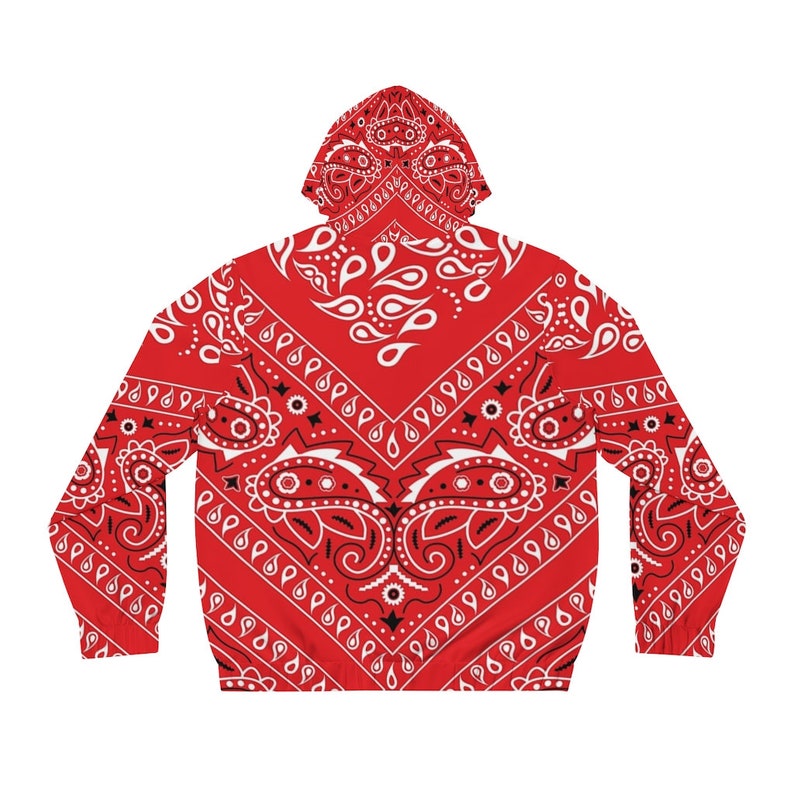Men's Fullzip Red Bandana Hoodie Not the Same Color as Etsy