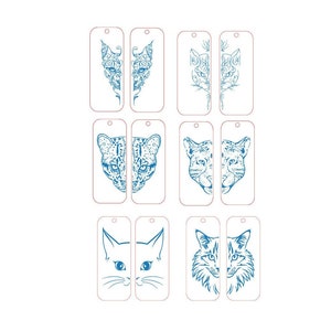 SVG, Laser Cut File, Engraved Cat Dangle Earring Bundle 6 Cut File, Instant Download, Glowforge Ready