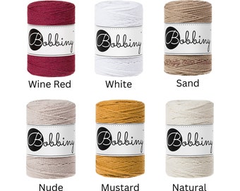 Bobbiny 1.5mm 3ply Macrame Rope made from 100% recycled materials, cord, 100 meter rolls, weaving, bobbiny, recycled cotton