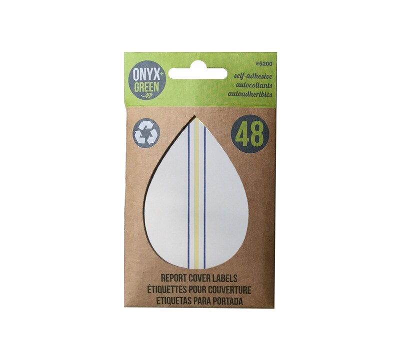 48 Pack Ecofriendly Labels, Recycled Paper, Onyx and Green, Report Cover Labels, School