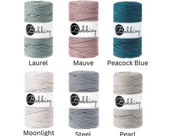 Bobbiny 3mm 3ply Macrame Cord made from 100% recycled materials, cord, 100 meter rolls, weaving, bobbiny, recycled cotton