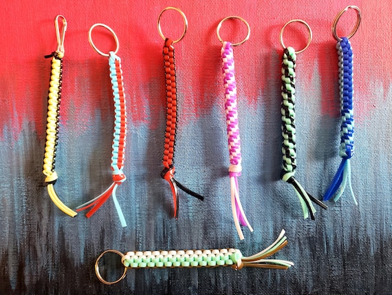 Personalized Braided Keyrings Boondoggle Keychain, Gimp Plastic