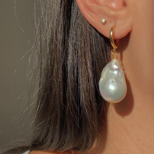 EXTRA BIG SALE Somon and Lilac Fireball Pearl Earrings Big - Etsy