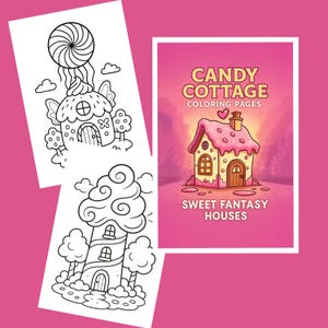 Candy Cottage Coloring Pages – Sweet Fantasy Houses for Kids | Printable Coloring Sheets