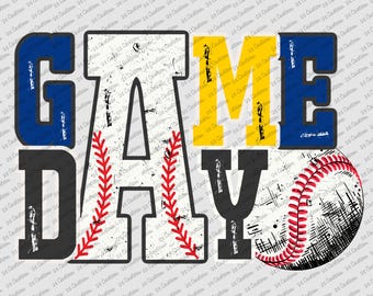 Baseball Game Day Blue Gold Yellow png