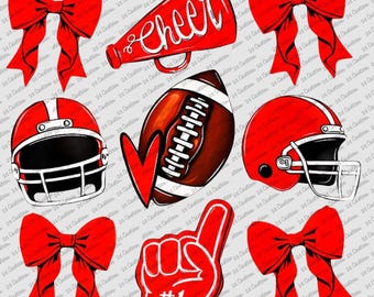 Cheer Red Coquette bows football cheerleading girls png jpg