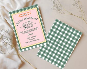 Last Trail Before the Veil Invitation | Camp Bachelorette Weekend Canva Template | Editable Digital Invite