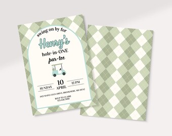 Hole-in-ONE Birthday Invitation | Golf Par-Tee Invite | Editable Canva Template