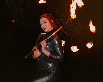 Fire Umbrella - Foldable 8 Wick Parasol, Belly Dance Prop