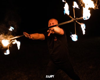 Fire Dragon staff - FOUDABLE travel friendly Gift for Performancers Belly Dance Contact Flow Fire Light Prop