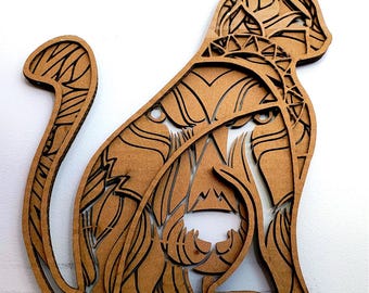 Archivo SVG de gato en capas: Arte mural de animales 3D cortado con láser (descarga digital)