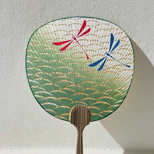 Ventilatore Uchiwa verde, abanico japones, láser cut Paper Fan, giapponese Uchiwa, ventaglio giapponese