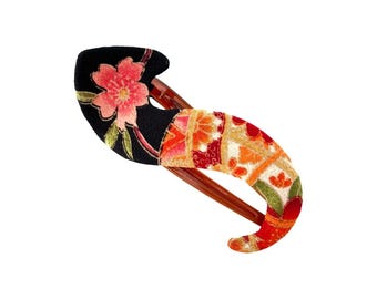 Satomi Hair Clíp, S shape, Japanese clip, Kimono hair clip, barrette clip, side clip, hair claw, hair accessory, Japanese print