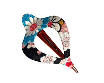 Japanese Hair clip, Thick hair clip, Kimono Hair, Kawai style, Hair claw, Satomi Clip, Japanese kimono print, hair claw, Hair barrette