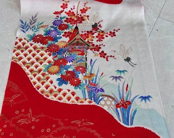 Kimono silk fabric, Japanese silk, kimono silk fabric, kimono silk, japanese textile, kimono silk bolt, Japanese vintage print, antique silk