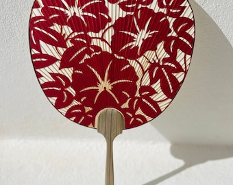 Red Bamboo Uchiwa fan, Japanese fan