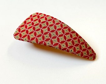 Maxi Side Hair Clip, Barrette Clip, japanese hair clip, Geometric print , red hair claw, side hair clip, retro style hair clip