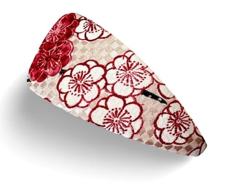 Maxi Side Hair Clip, kimono silk Clip, Japanese kimono silk, slide clip, Cherry blossom pattern, pink hair claw, sakura, Satomi clip
