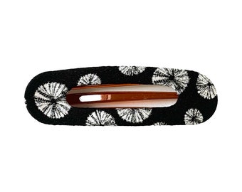 Black Hair Clíp, Kimono Hair Clip, Barrette Clip, Japanese hair clip, tie dye print, Japanese shibori pattern, hair claw, slide clip