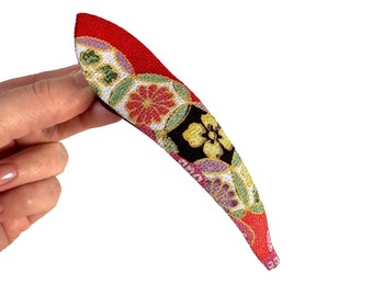 Red Hair clip, alligator clip, Satomi Clip, Japanese Hair clip, kimono hair clip, japanese print, crocodile hair Clip, japanese design