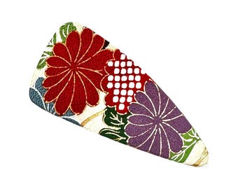 Maxi Side Hair Clip, kimono silk covered hair Clip, Japanese kimono silk, slide hair claw, red hair clip, thin hair hair comb, Satomi clip