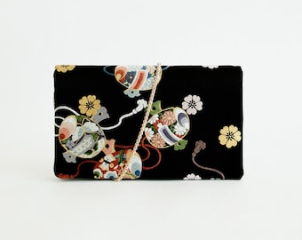 Schwarze Seiden-Clutch, Seidenhandtasche, Kimono-Seidentasche, Party-Seiden-Clutch, schwarze Clutch, japanische Designtasche, antike Obi-Tasche, Party-Clutch