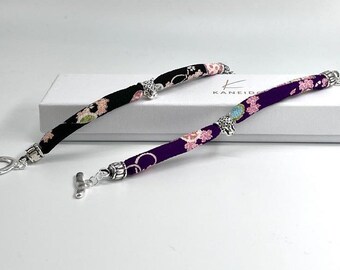 日本最級 Kimono Japanese Tiger Bracelet Japanese Purple Black 着物・浴衣