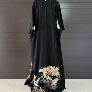 Black Japanese Kimono, Vintage Tomesode kimono, Long Silk Kimono, Vintage kimono, Black and gold Kimono, black Japanese vintage kimono
