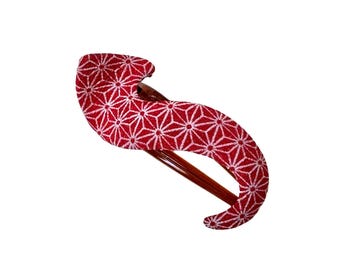 Satomi Hair Clíp, S shape, Japanese clip, Kimono hair clip, Red Clip, barrette clip, hair clip, hair claw, asanoha print