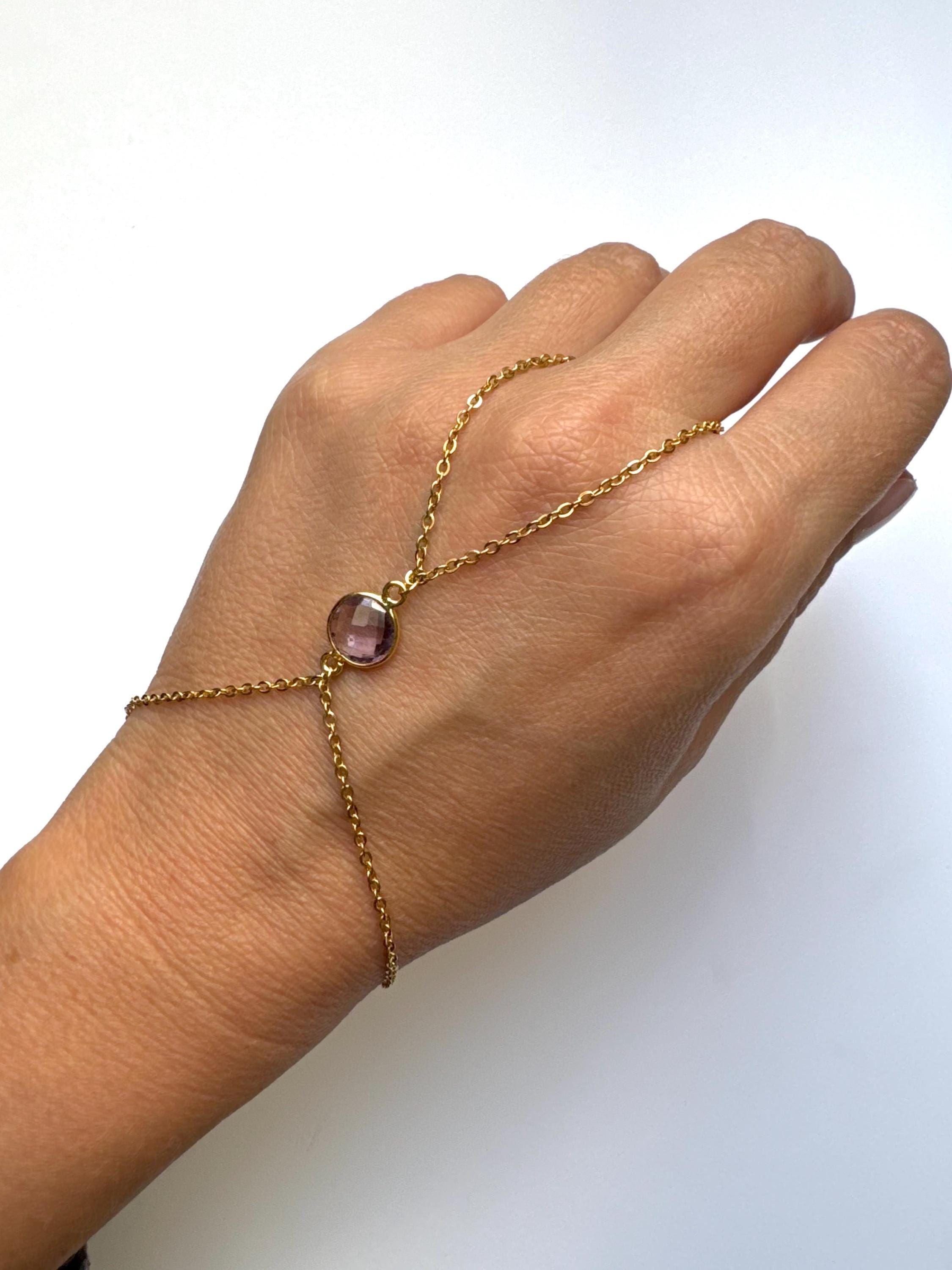 Hand Chain, hand jewelry, hand glove, natural stone, gemstone, amethyst, natural stone jewelry, hand bracelet, hand decoration