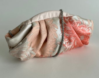 Silk handbag, Japanese obi silk pouch, pink clutch, Silk Clutch, dumpling silk bag, wedding handbag, kimono bag, obi silk handbag, party bag