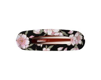 Cherry blossom print , sakura pattern, Hair Clíp, Barrette Clip, hair claw, Japanese design, japanese style, black hair clip