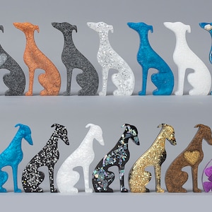 Whippet ornaments, Mini resin greyhounds, dog figures, Pair of dogs, Sighthound statues, Gift for dog lover. Whippet Greyhound gift.
