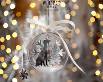 Whippet Greyhound Christmas Bauble: Sighthound Dog Ornament. Gift for Whippet lover