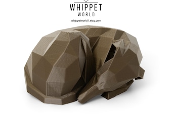 Sleeping Whippet Ornament | Greyhound Dog Gift | 3D Printed Dog Figure | Cute Curled Up sighthound