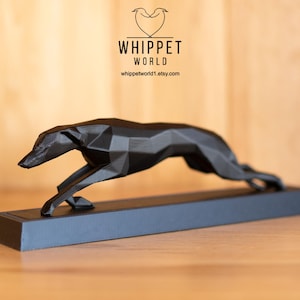 3D Printed Running Whippet / Greyhound Ornament – Custom Name Plate – Dog Lover Gift – Various Colours – Sighthound Home Decor