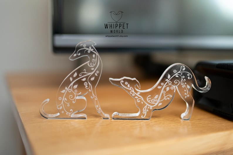 Engraved Acrylic Whippet Ornaments: Elegant Sighthound Decor, Set of ...