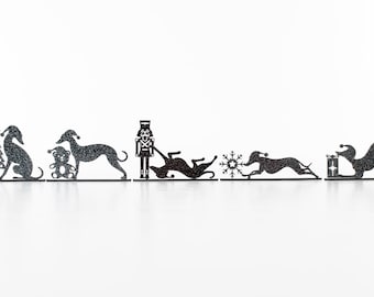 Christmas Whippet  Ornaments: Acrylic Sighthound Greyhound Decor TV toppers. Stocking filler