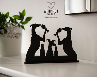 Whippet Wine Ornament: Laser Cut Greyhound Lover Gift