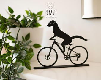 Frettchen auf Fahrrad Ornament: Silhouette aus mattschwarzem Acryl