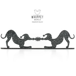 Whippet Christmas Cracker Silhouette: Black/Silver Acrylic Dog Ornament