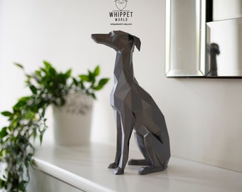 NEW EXTRA LARGE! 3d printed model of Whippet, Greyhound, Lurcher, Sighthound, Italian Greyhound.  Lightweight ornament, various colours.