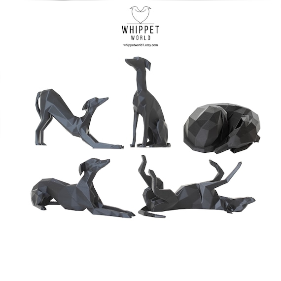 Whippet Greyhound Ornament, 3D Printed Dog Sculpture, Modern Dog Figure, Whippet Gift, Pet Memorial, Sighthound Decor. Various poses