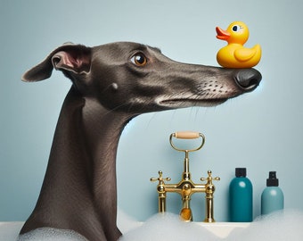 Whippet Greyhound Art Print: Duck Balancer Dog Lover Gift