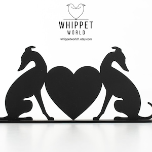 Whippet Greyhound silhouette. Sighthounds in love! Gift for whippet lover. TV topper. Matte black acrylic. Birthday gift. Valentines gift