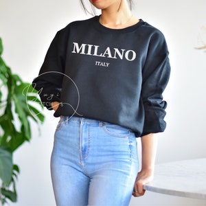 EMBROIDERED Milano Sweatshirt, City Sweatshirt, Embroidered Milan Crewneck, Milano sweater, Italy gift