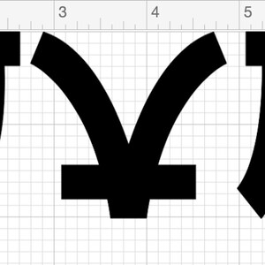 May include: Black stylized characters arranged horizontally. The characters have a bold, geometric design, with a mix of straight lines and curved segments. The background is a grid pattern.